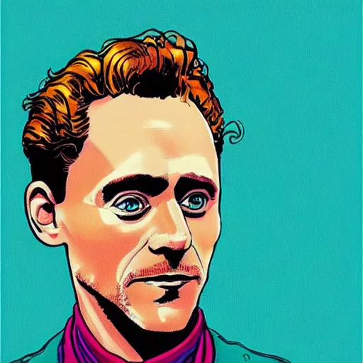 Image similar to “ tom hiddleston retro minimalist portrait by jean giraud, moebius starwatcher, comic, 8 k ”