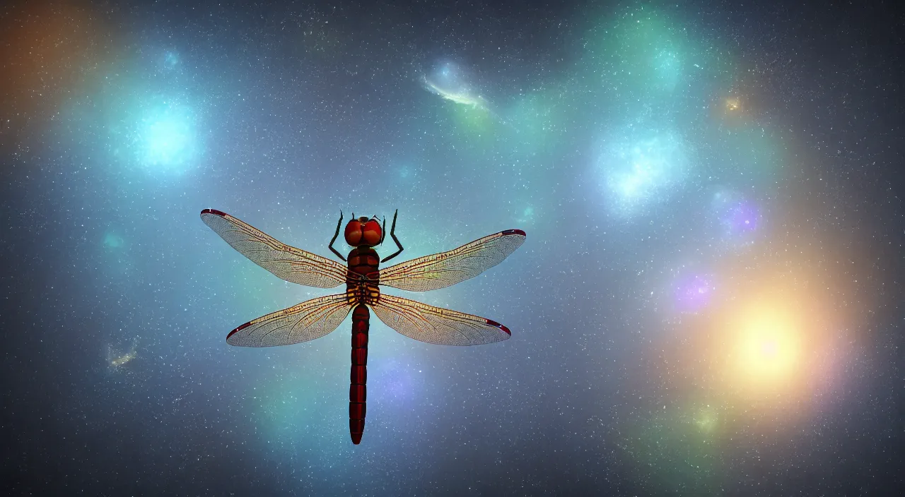 Prompt: a render a dragonfly flying through an astroid field, 8 k resolution, 4 k resolution, unreal engine render, octane render, cinematic lighting