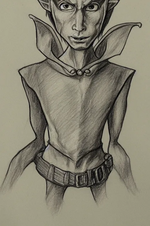 Prompt: portrait drawing of an elf , by Tony DiTerlizzi