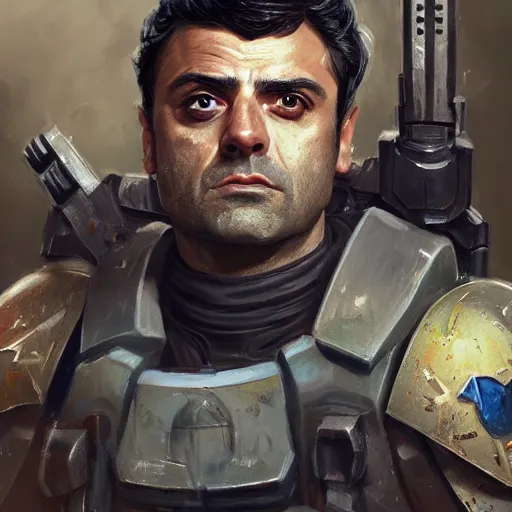 Image similar to oscar isaac as a 4 0 k marine by mandy jurgens, artstation