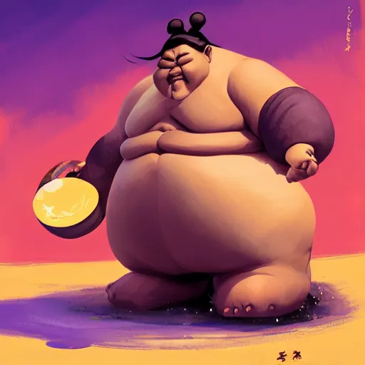 Prompt: a sumo that is also a ninja with sparkly hands, sumo pose, 3d, photo, behance hd by Jesper Ejsing, by RHADS, Makoto Shinkai and Lois van baarle, ilya kuvshinov, rossdraws, global illumination, 90s