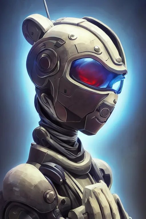 Image similar to epic mask helmet robot ninja portrait stylized as fornite style game design fanart by concept artist gervasio canda, behance hd by jesper ejsing, by rhads, makoto shinkai and lois van baarle, ilya kuvshinov, rossdraws global illumination radiating a glowing aura global illumination ray tracing hdr render in unreal engine 5