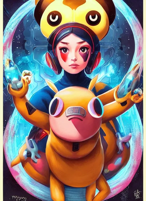 Image similar to lofi BioPunk Pokemon Pikachu portrait Pixar style by Tristan Eaton_Stanley Artgerm and Tom Bagshaw,