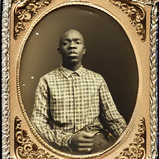 Image similar to A grime MC, ambrotype