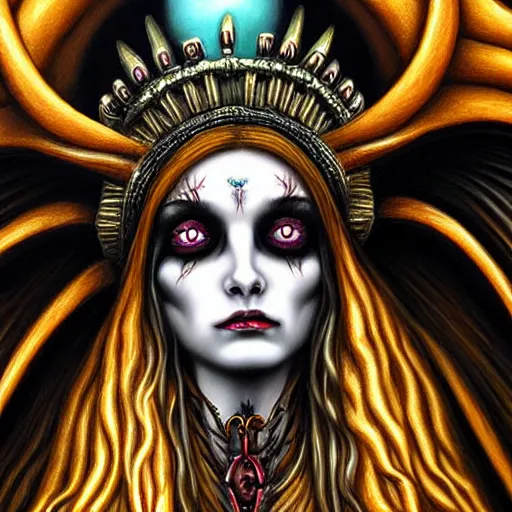 Image similar to candid photographic close up portrait, goddess of death, by anne stokes, photorealism, highly detailed