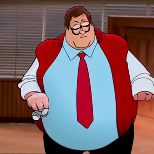 Image similar to Live Action Still of John Goodman playing and dressed as Peter Griffin, real life, hyperrealistic, ultra realistic, realistic, highly detailed, epic, HD quality, 8k resolution, film still