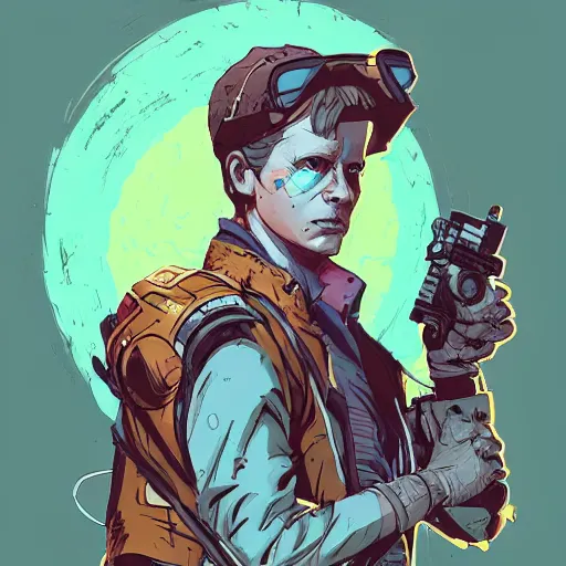 Prompt: a study of cell shaded portrait of marty mcfly as Borderlands 3 concept art, llustration, post grunge, concept art by josan gonzales and wlop, by james jean, Victo ngai, David Rubín, Mike Mignola, Laurie Greasley, highly detailed, sharp focus, alien, Trending on Artstation, HQ, deviantart, art by artgem