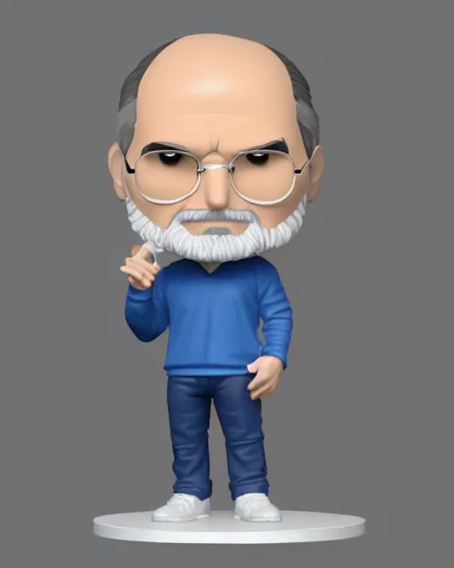 Image similar to full body 3d render of steve jobs as a funko pop, studio lighting, white background, blender, trending on artstation, 8k, highly detailed