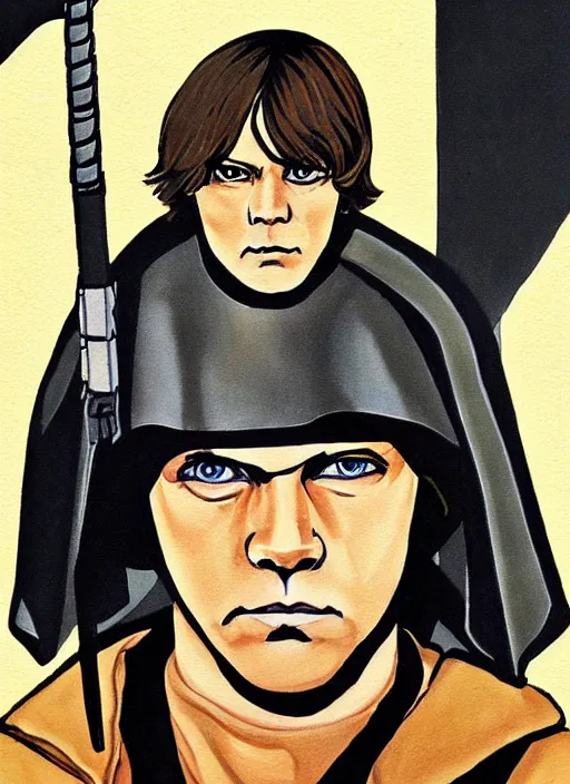 Prompt: painting of luke skywalker in tsuyoshi nagano style