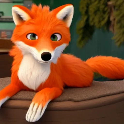 Image similar to a furry fox fursona, pixar style