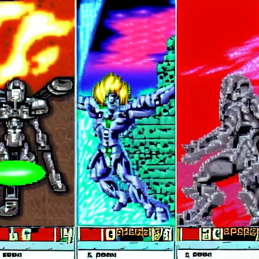 Prompt: phantasy star iii : generations of doom game screen battle