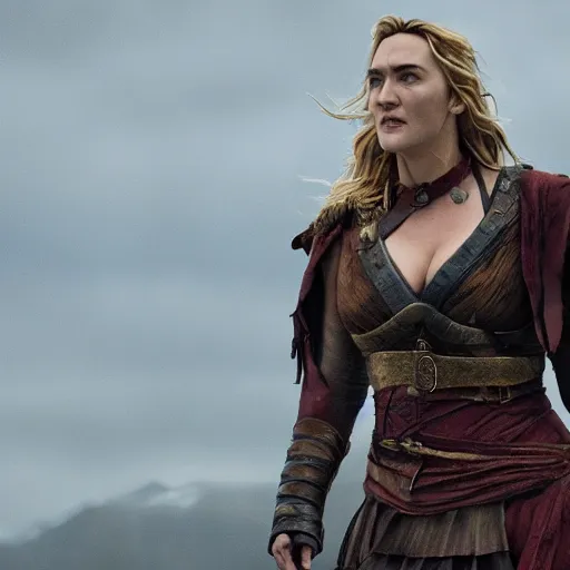 Image similar to Kate Winslet being a warrior, 8k hd