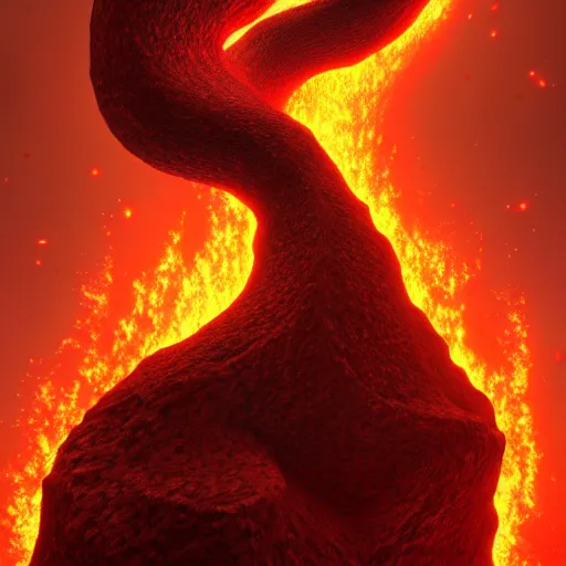 Image similar to lava monster!!!!!!! climbing out of the center of a volcano, digital concept art, artstation