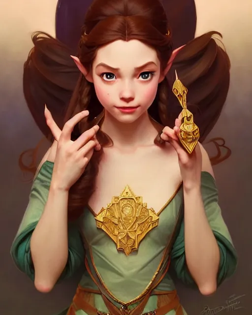 Prompt: portrait of disney zelda, intricate, elegant, highly detailed, my rendition, digital painting, artstation, concept art, smooth, sharp focus, illustration, art by artgerm and greg rutkowski and alphonse mucha and uang guangjian and gil elvgren and sachin teng and wlop, symmetry!!