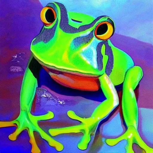 Image similar to “pink frog underwater oil panting”