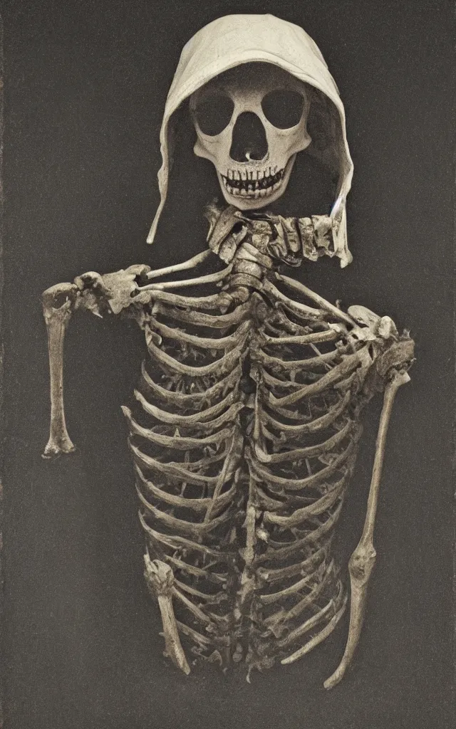 Image similar to portrait of an undead skeletal plague doctor, daguerreotype, studio lighting, hyperrealistic, ultra detailed