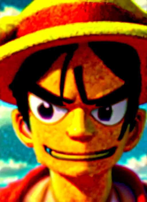 Image similar to photograph of a luffy face, depth of field, focus,