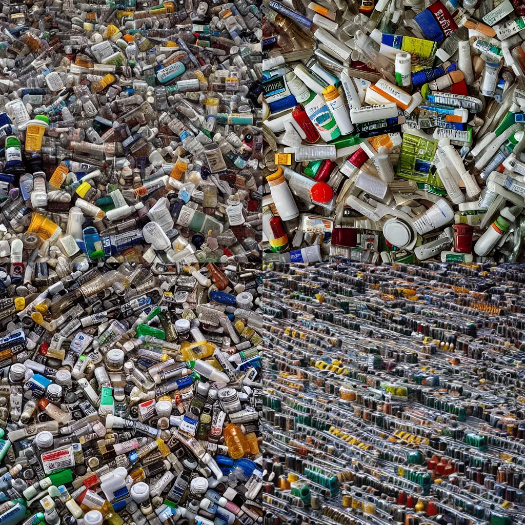 Prompt: bin of medical waste, award winning 4K photo by edward burtynsky