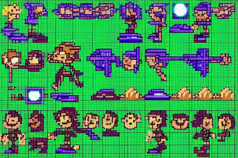 Image similar to pixel art link in the style of breath of the wild. sprite sheet, character design # pixelart