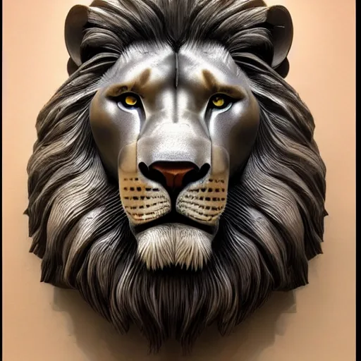 Prompt: beautiful portrait commission of a lion ice statue on display, detailed face , hyperdetailed, detailed photograph, award winning photo