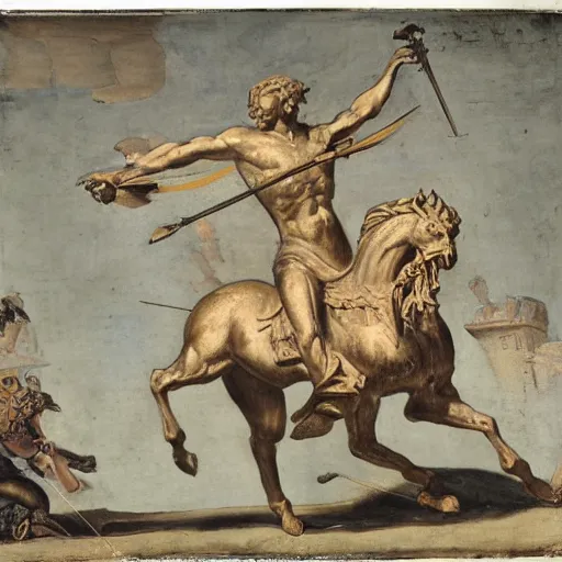 Image similar to bellerophon facing the chimera