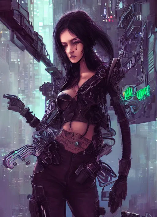 Image similar to teen elf, cyberpunk, black hair, gorgeous, amazing, elegant, intricate, highly detailed, digital painting, artstation, concept art, sharp focus, illustration, art by ross tran