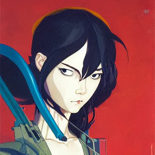 Image similar to prompt : stealthy rogue adventure character portrait soft light painted by james jean and katsuhiro otomo and erik jones, inspired by akira anime, smooth face feature, intricate oil painting, high detail illustration, sharp high detail, manga and anime 1 9 9 9