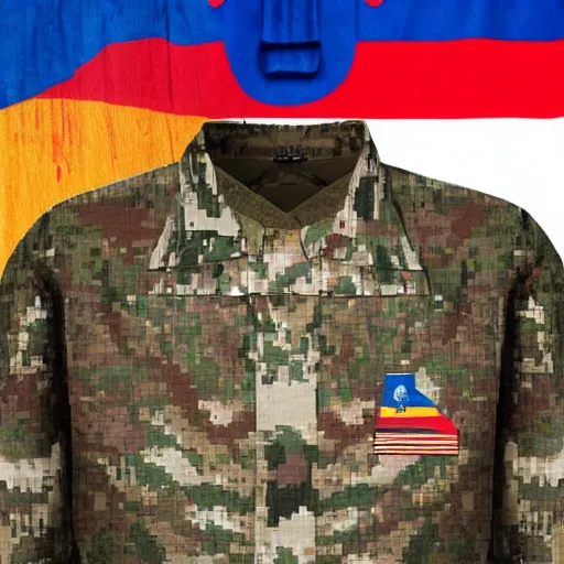 Image similar to bear animal, with army commander clothes, Russian flag,