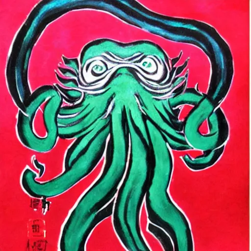 Prompt: cthulhu by qi baishi