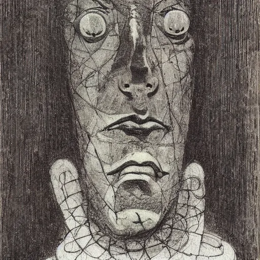 Prompt: a thousand-headed man, by Odilon Redon, by Francis Bacon, by M.C. Escher, beautiful, eerie, surreal, colorful