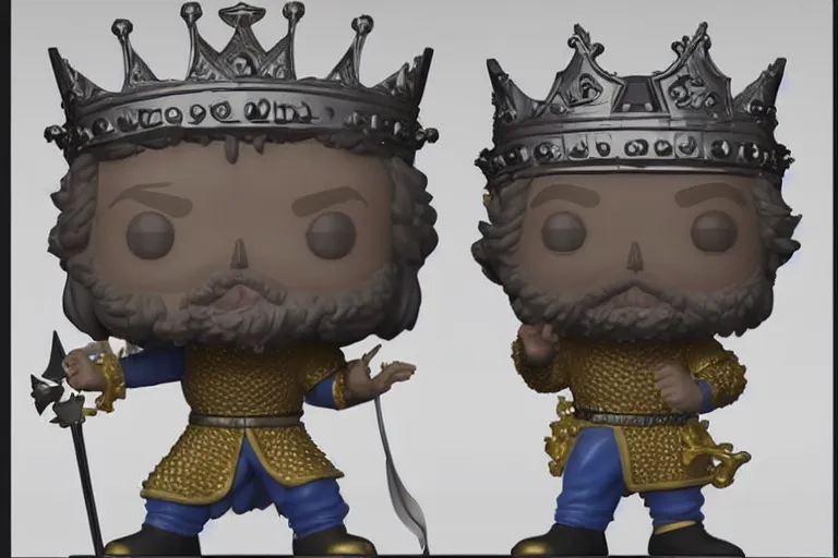 Image similar to an ultra detailed 3 d render of king richard the lionhearted as a funko pop, epic anime fantasy, 8 k, volumetric lighting, smooth, highly detailed, digital illustration, octane render, art by kentaro miura and akira toriyama and albert bierstadt and greg rutkowsi, artstation