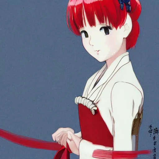 Prompt: Portrait of a japanese princess young lady, with white hair and bangs with a red with a red bow tied in her hair!!!! beauty artwork by Makoto Shinkai, Studio Ghibli, white hair, ayaka genshin impact, ayaka, ayaka game genshin impact, ayaka, extremely detailed, beautiful, establishing shot, artistic, shadows, high quality, unreal engine, overwatch art team