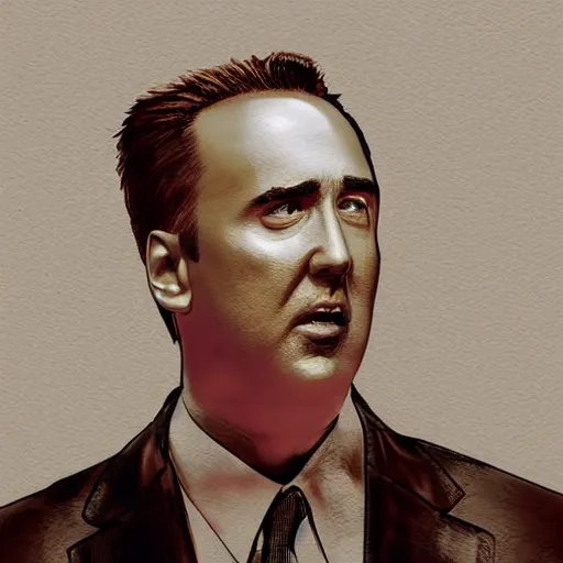 Prompt: Drinking of liquid Nicolas Cage from bottle. Surrealism. Surreal drawing. Digital art, from artstation-n 9