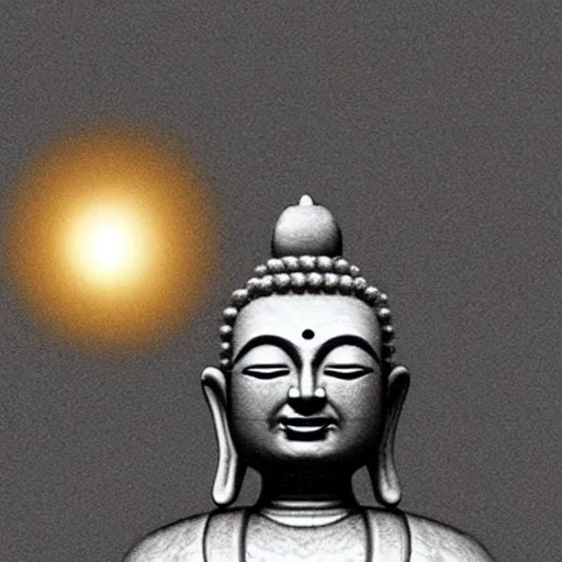 Prompt: hyperrealistic UFO abducting buddha