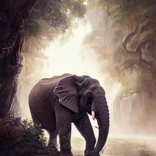 Image similar to a commission of a muscular athropomorphic elephant,digital art,art by greg rutkowski,charles bowater,ross tran,hyperdetailed,detailed face,photorealistic,professional lightimg,dramatic,cool,award winning,2022,victorian