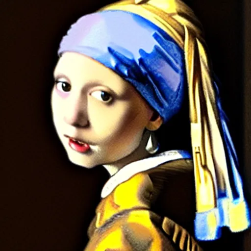 Image similar to Cat with a pearl earring, by Johannes Vermeer