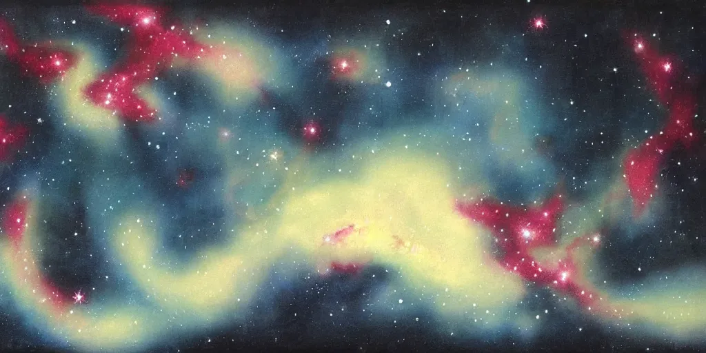 Image similar to painting of the nebula by kitano tsunetomi, 1 9 3 9