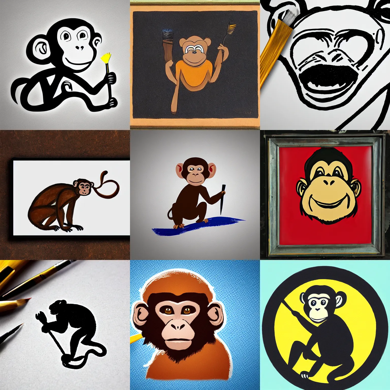 Prompt: a logo of a monkey with a paintbrush.