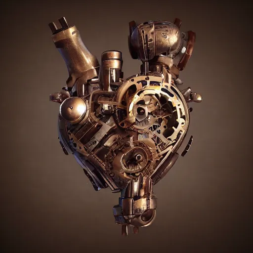 Image similar to mechanical human heart, trending on artstation, steampunk, octane render