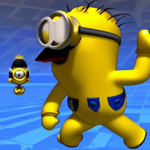 Image similar to A minion in super mario 64