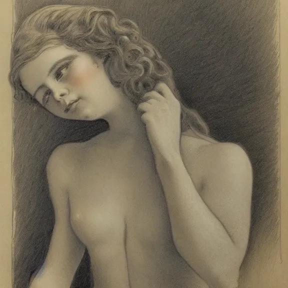 Image similar to a highly detailed beautiful portrait in the style of charles dana gibson and in the style of jean delville.