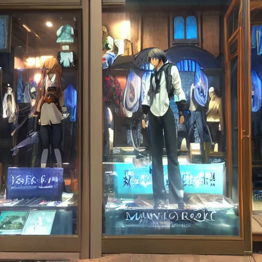 Image similar to fantasy store window makoto shinkai