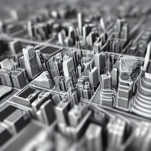 Image similar to futuristic city made of chalk, talc, quartz, aerial view