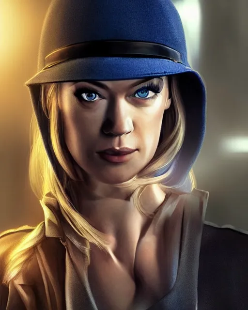 Image similar to yvonne strahovski in a spy outfit, anime medium shot, very anime, ambient lighting, perfect composition, ambient lighting, beautiful face, very extremely detailed blue eyes, eyes in the focal point, smooth shading, digital art