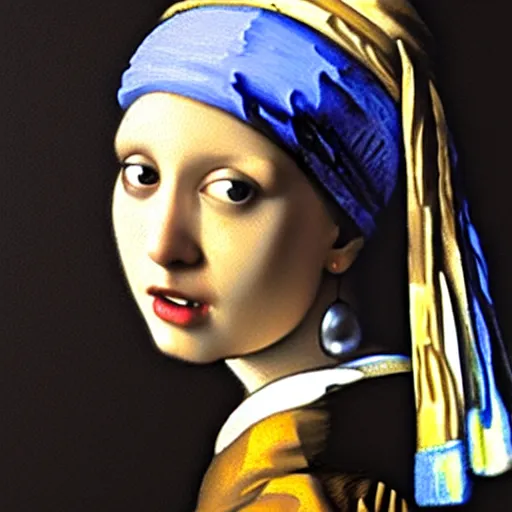 Prompt: girl with a pearl earring by johannes vermeer, by h r giger, trending on artstation