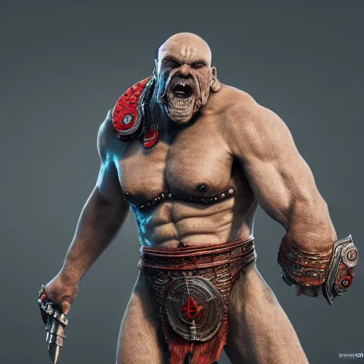 Image similar to a photorealistic render of krator from gow, bigstudiovfx, cgmeetup, cgi, vfx, shortfilm, wetafx, framestorevfx, cgrecord, polycount