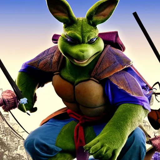 Image similar to the rabbit yojimbo from teenage mutant ninja turtles 4 k hyperdetailed photorealism hdr