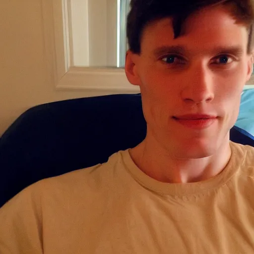 Image similar to A photograph of Jerma985 with short hair who looks like Jerma985 in the 2010s, Jerma985, looks like Jerma985, taken in the late 2010s, taken on a 2010s Camera, realistic, hyperrealistic, very realistic, highly detailed, very detailed, extremely detailed, detailed, digital art, trending on artstation, headshot and bodyshot, detailed face, very detailed face, very detailed face