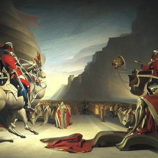 Prompt: sci-fi 🚗 dynamic organic forms and wall structure in the coronation of napoleon painting by Jacques-Louis David ceramic metal material shiny gloss water reflections search pinterest keyshot product render 4k