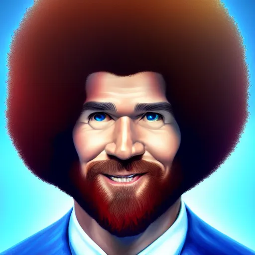 Image similar to award winning commission portrait of bob ross as superman,digital art,hyperdetailed,detailed face,ross tran,character design by charles bowater,deviantart,artstation,photorealistic,4k